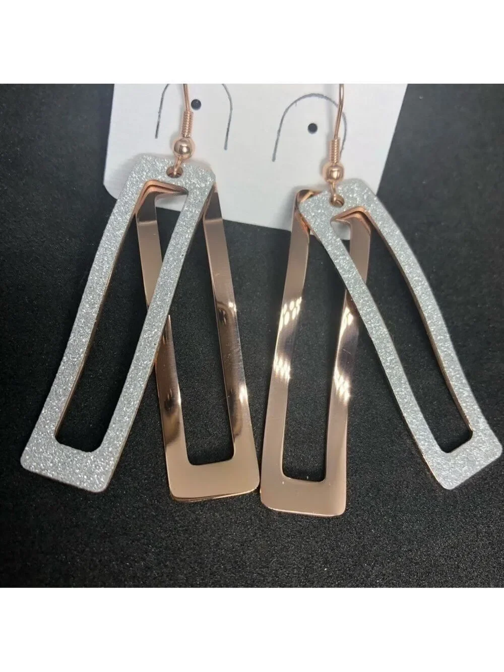 𝅺new-2 layers Silver Shimmery/Gold Dangler Earrings